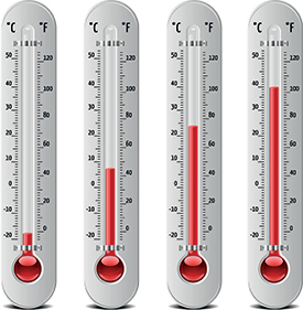 温度计的例证有不同的水平的